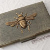 Brass Bee Business Card Case Bee Case Vintage Style Steampunk Case Gothic Victorian Scroll Pattern Metal Card Holder steampunk buy now online