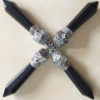 Onyx Skull Necklace - Genuine Black Gemstone, Skull Bead Cap, Chakra Jewelry, Meditation, 55mm, Reiki, Healing, Antique Silver, Link Chain steampunk buy now online