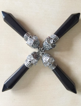 Onyx Skull Necklace - Genuine Black Gemstone, Skull Bead Cap, Chakra Jewelry, Meditation, 55mm, Reiki, Healing, Antique Silver, Link Chain steampunk buy now online