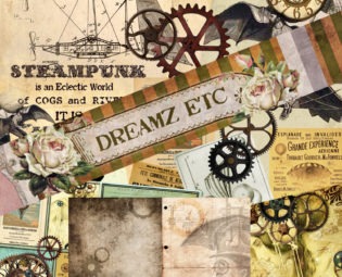 NEW! Digital Kit "STEAMPUNK CHRONICLES Part 2" - Great for Scrapbooking, Journals, Card Making and Mixed Media Projects steampunk buy now online