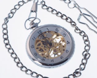 Personalized Silver Skeleton Pocket Watch Supplied In Satin Lined Gift Box PW-18 steampunk buy now online
