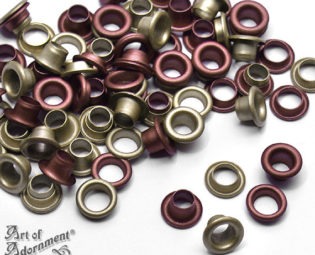 40 Antique Brass Bronze Copper 2-PART EYELETS Grommets Fit 4mm Hole 1/8 -5/32 in. steampunk buy now online