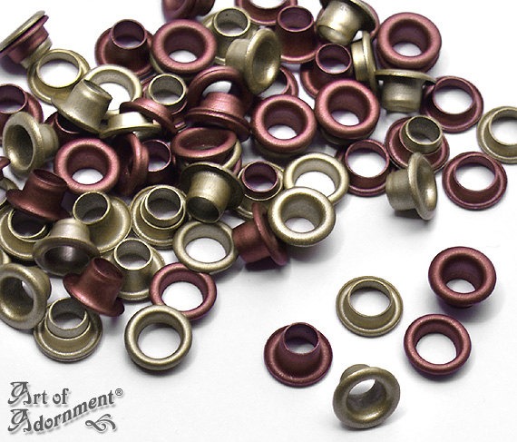 40 Antique Brass Bronze Copper 2-PART EYELETS Grommets Fit 4mm Hole 1/8 -5/32 in. steampunk buy now online