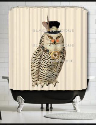Steampunk Owl Shower Curtain - Snowy Owl bird shower curtain steampunk buy now online