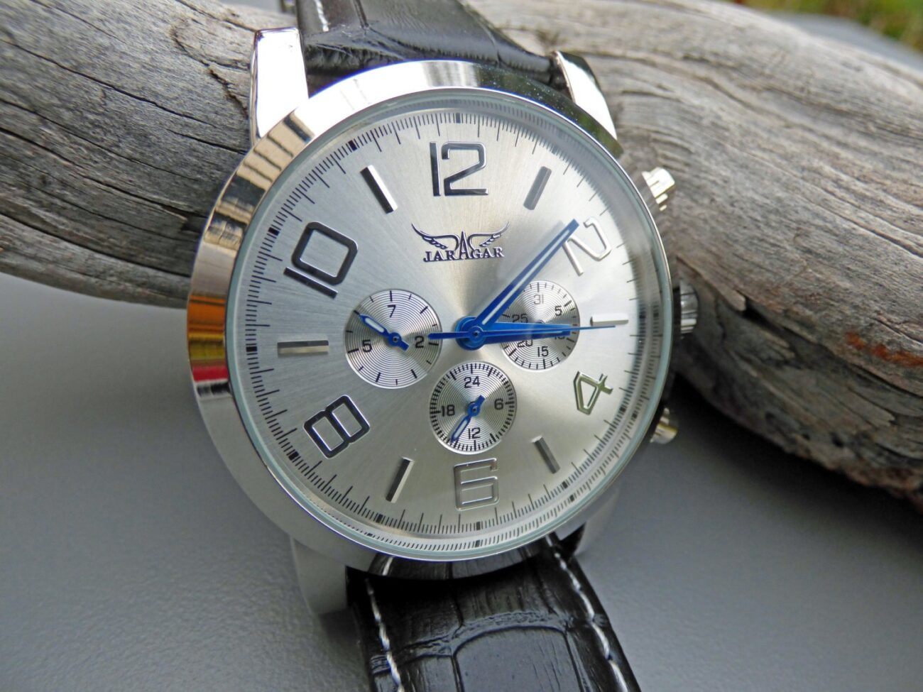 Luxury Automatic Mechanical Wrist Watch - Black Leather Wristband - Silver Face and Blue Hands - Mens Watch - Groomsmen Gift - Item MWA015 steampunk buy now online