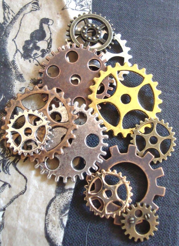 12 Metal Gears Embellishments,Steampunk Gear Charms,Steampunk Gear Embellishments,Steampunk Craft Gears steampunk buy now online