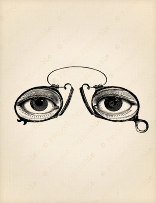 Instant Download Printable - Vintage Eyes Glasses Spectacles - Steampunk Graphics Clip Art - Digital Fabric Transfer Image - iron on clipart steampunk buy now online