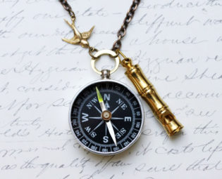 Working Compass Necklace - Lost at Sea -Captains Whistle -Working Compass and Whistle - Steampunk jewelry steampunk buy now online