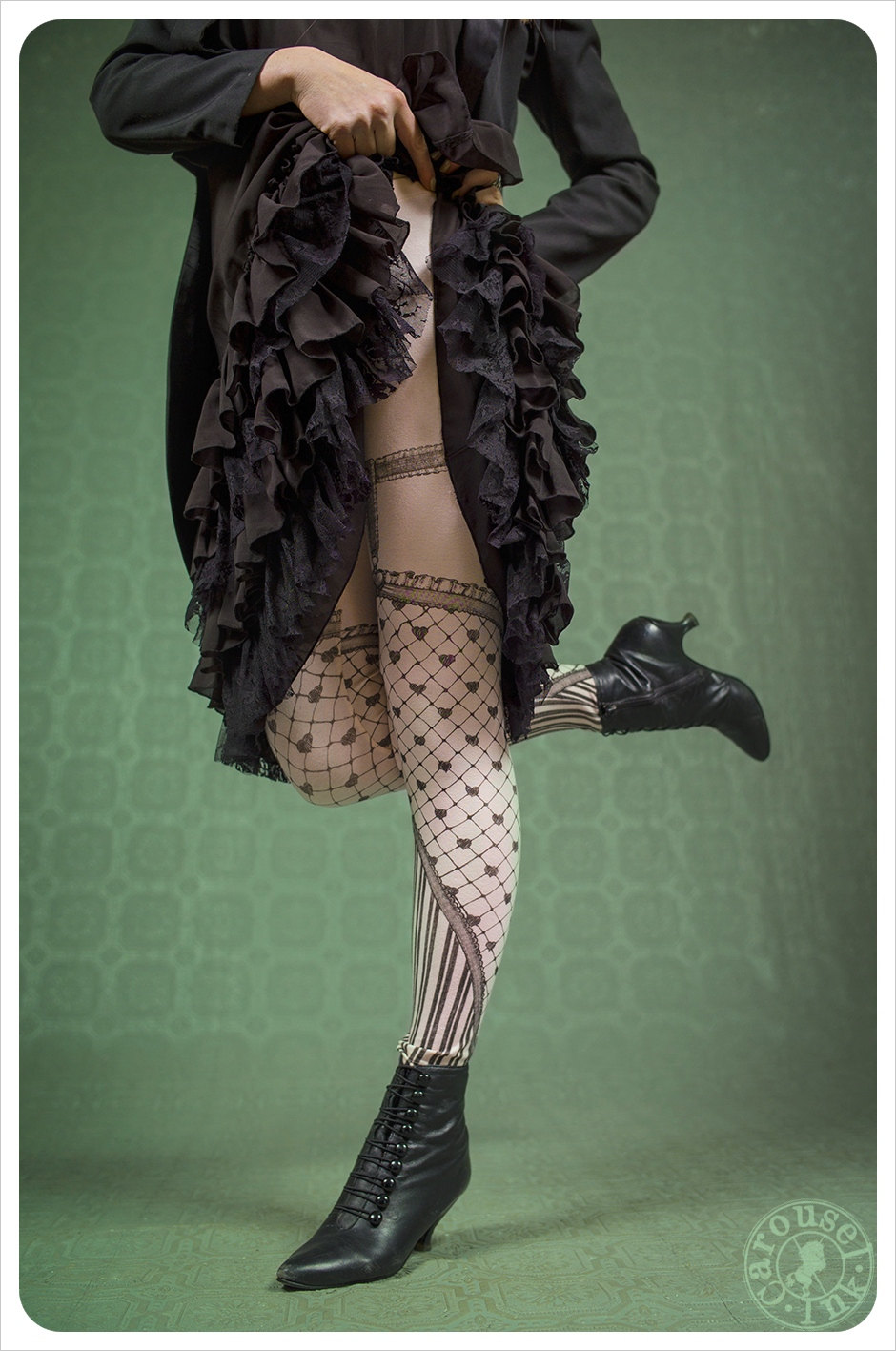 Garter Heart Leggings - Fishnet - Wearable art legging carousel ink steampunk buy now online