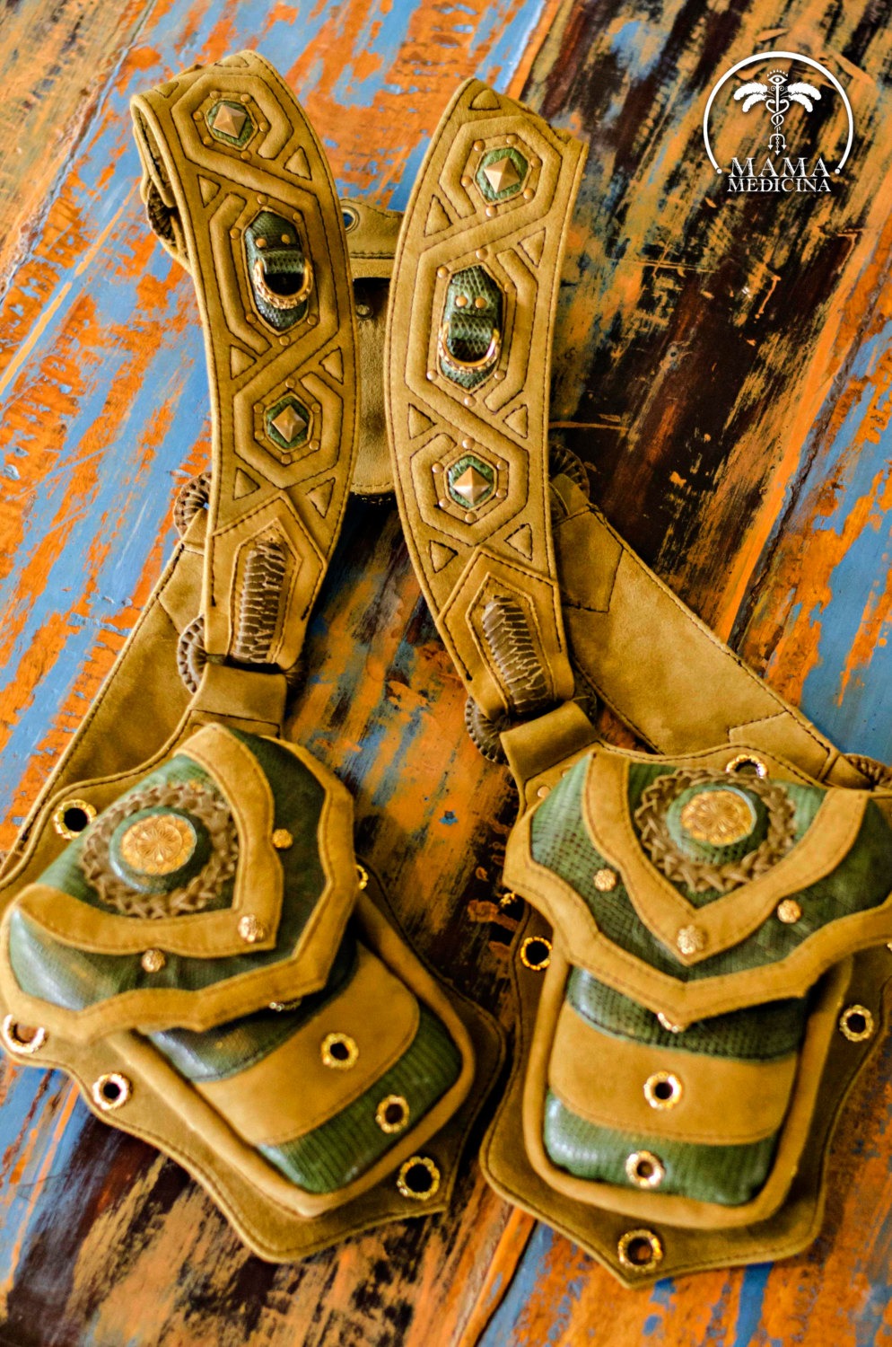 Exotic Leather HOLSTERS ~ D.N.A/Sacred G. 3D effects, custom casted brass, YKK zips, rare earth magnets. Hidden pockets. Carved insert. steampunk buy now online