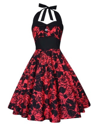 Lady Mayra Ashley Red Roses Dress Vintage Rockabilly Pin Up 1950s Retro Style Gothic Lolita Steampunk Swing Prom Party Plus Size Clothing steampunk buy now online