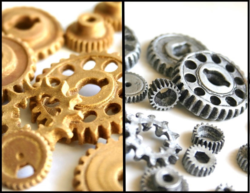 Edible Chocolate Candy Gears® Silver & Gold Mix unique edible embellishments or stand alone candy steampunk buy now online