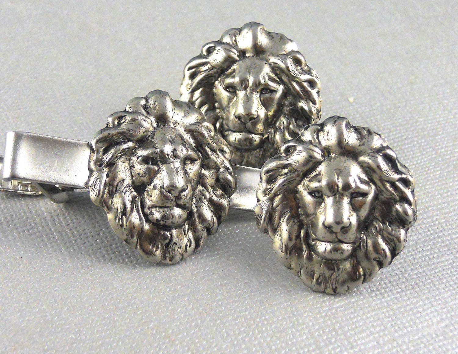 Silver Lion Cufflinks, Lion, Cufflink, Silver LionTie Clip, Tie Bar, Wedding, Lion, Vintage Gothic Inspired steampunk buy now online