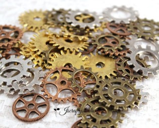 Huge Lot of 45 Steampunk Gears Cogs Discs for Assemblage Altered Art Mixed Media steampunk buy now online
