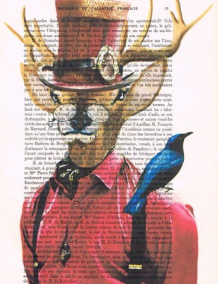 Deers steampunk Print Print Illustration Acrylic Painting Animal Painting Deer Picture mixed media deer illustration deer painting politic steampunk buy now online