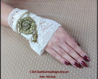 Steampunk Bridal Wrist Cuff Wedding Neo Victorian Bridal Eiffel Tower French Provincial Ivory SteamPunk Clothing by SweetDarknessDesigns steampunk buy now online