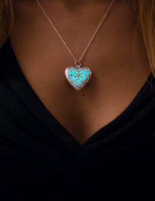 Heart of the Frozen Sea - Steampunk - Glowing Heart - Glowing Necklace - Gifts for Her - Glow in the Dark - Glowing Jewelry - Mothers Day steampunk buy now online