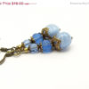 ON SALE - FREE Shipping Blue Earrings Stacked Dangle Vintage Light Blue Glass Dark Blue Steampunk Earrings Hawaii Beads Jewelry steampunk buy now online