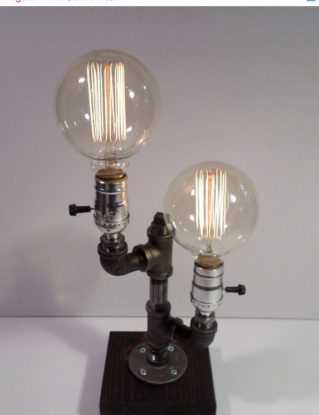 ON SALE Twin Globe Edison Light Metal Desk Lamp, Beautiful finished Wood Base - BULBS Included Vintage Industrial Lamp Steampunk Light Tabl steampunk buy now online