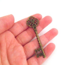 3 brass skeleton key pendant charms 68x21mm steampunk buy now online