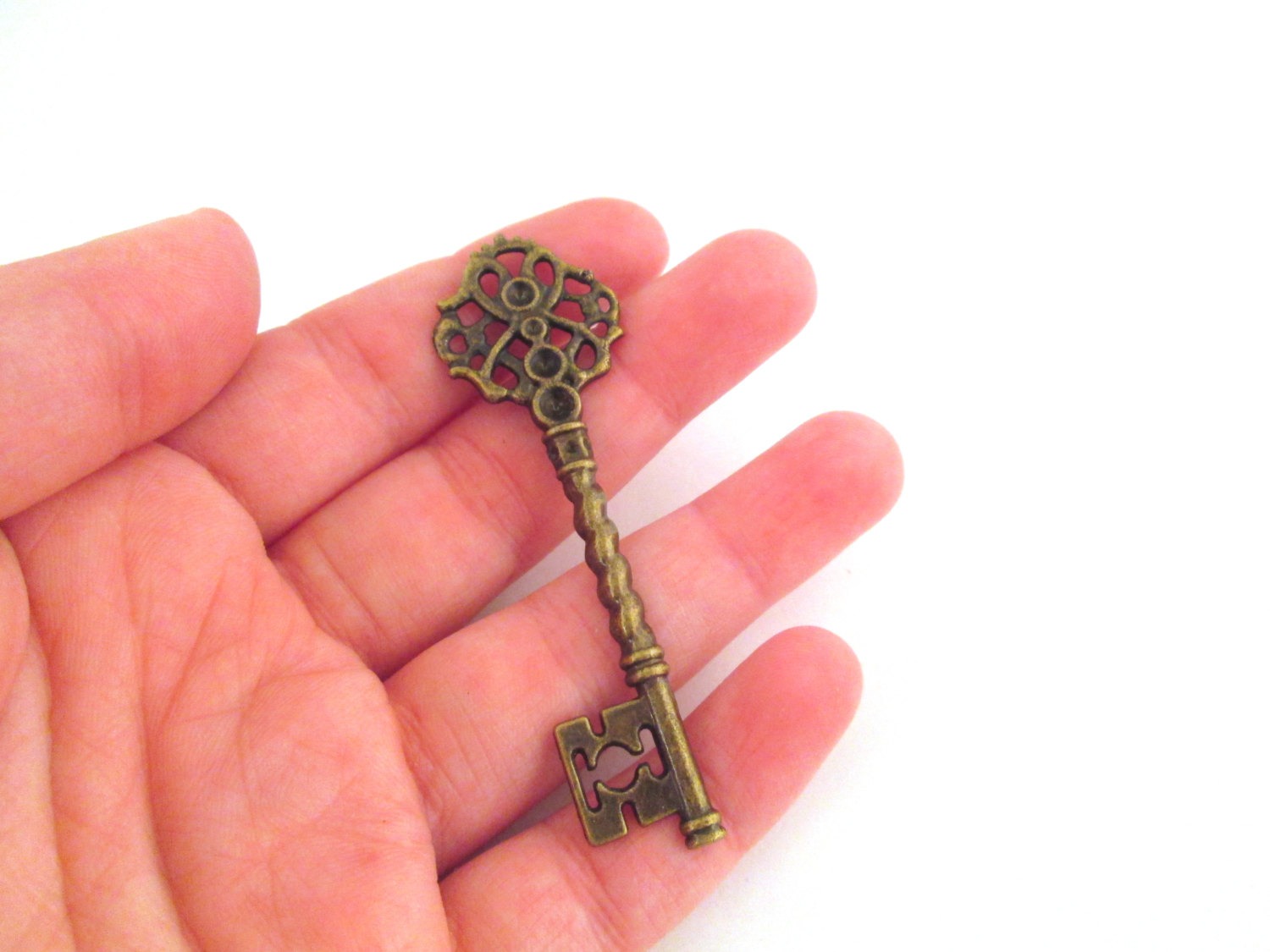 3 brass skeleton key pendant charms 68x21mm steampunk buy now online
