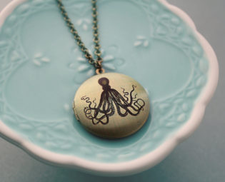 Nautical Octopus Vintage Style Locket Necklace - Steampunk Jewelry steampunk buy now online