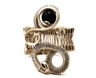 Steampunk Ring Wire Wrap Black Ring Cocktail Ring Gemstone Ring Gothic Ring Onyx Ring Metalwork Ring Silver Wire Ring Stone Ring Womens Ring steampunk buy now online