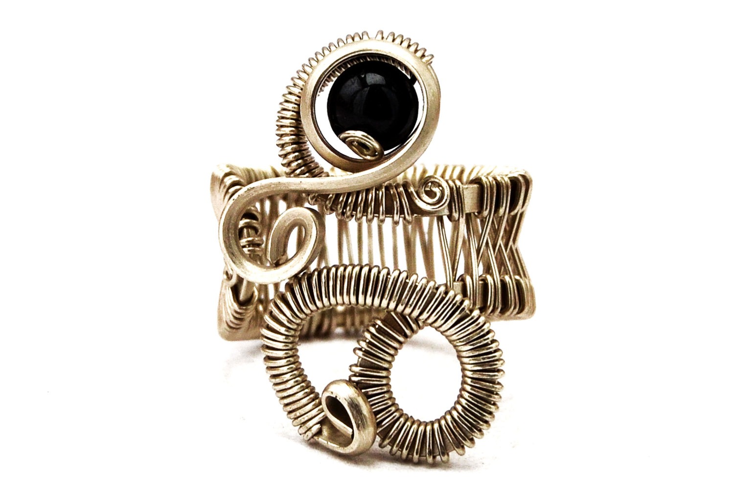 Steampunk Ring Wire Wrap Black Ring Cocktail Ring Gemstone Ring Gothic Ring Onyx Ring Metalwork Ring Silver Wire Ring Stone Ring Womens Ring steampunk buy now online