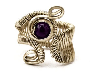 Amethyst Ring Steampunk Ring Wire Wrapped Ring Gemstone Ring Purple Stone Ring Boho Ring Cocktail Ring Band Ring Wire Work Ring Open Ring steampunk buy now online