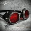 Steampunk Spiked Goggles Silver & Black Leather - The Commander, Dieselpunk, Adventurer, Time Traveller, Studs, Airship, Kraken, Burning Man steampunk buy now online