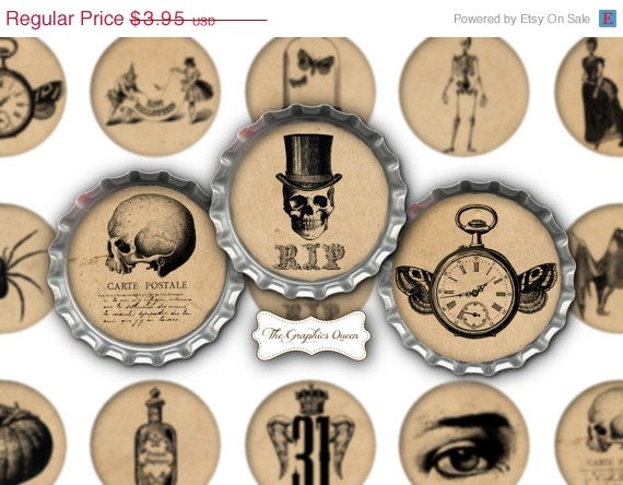 75% OFF SALE 12 mm, 20mm, 30 mm, 1 inch Vintage Halloween Bottle Caps Steampunk Printable Image Digital Collage Sheet instant download sheet steampunk buy now online