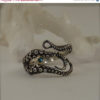 WEEKEND SALE SALE - Blue Diamond Engagement Ring, Wedding Band, Sterling Silver, 14K gold Bezel Octopus Jewelry, Tentacle Jewelry, Men's jew steampunk buy now online