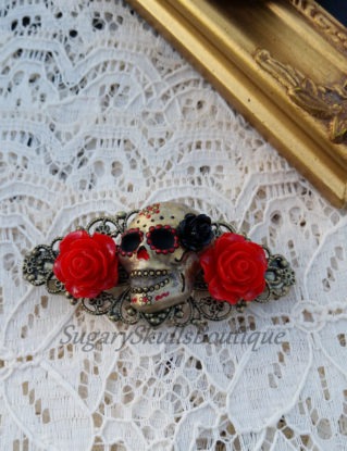 Sugar Skull Hair Clip, Barrette, Book of Life Wedding, Bridal, Dia de los Muertos, Prom, Steampunk steampunk buy now online