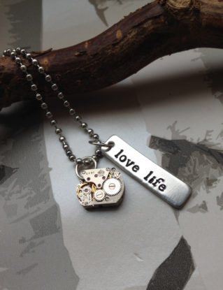 Handmade Love life watch necklace | Hand stamped necklace | Love | Time | Steampunk steampunk buy now online