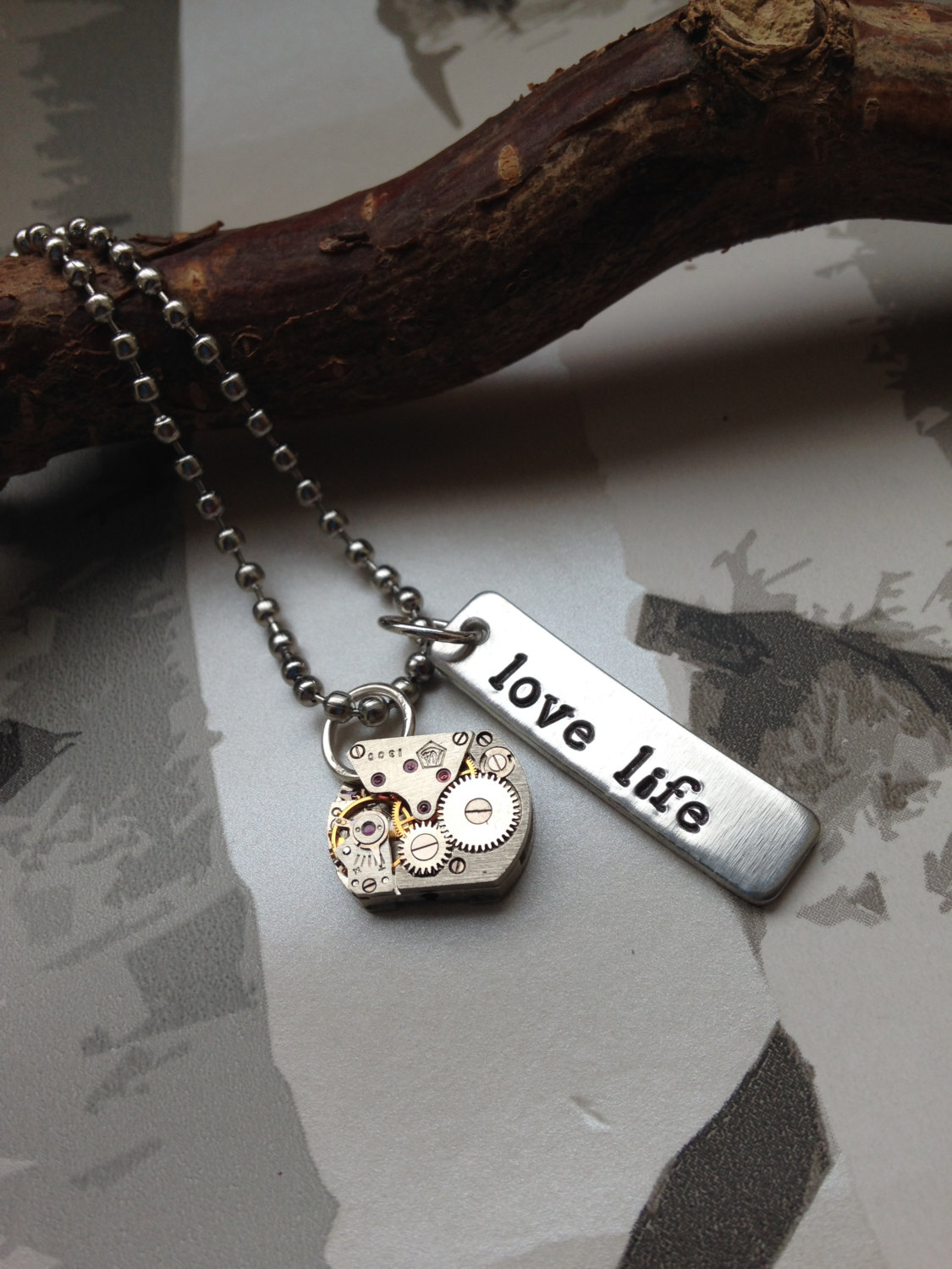 Handmade Love life watch necklace | Hand stamped necklace | Love | Time | Steampunk steampunk buy now online