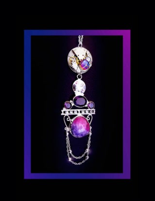Steampunk necklace, purple druzy necklace, steampunk jewelry, purple amethyst, watch gear necklace, crystal necklace, movement necklace,OOAK steampunk buy now online