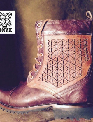 Algorithkicks - Flower of life - Laser Cut and handmade - Leather Boots - Mens - Last in stock Only US10.5/11 Available steampunk buy now online