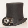 ultra high Steampunk hat (20 cm!) with Agfa Isolette steampunk buy now online