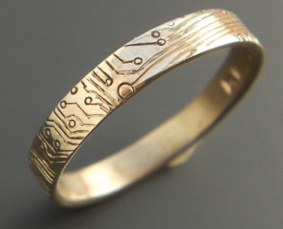 Custom Gold Circuit Board Wedding Rings steampunk buy now online