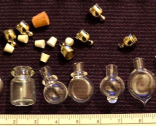 7 Pcs miniature mini vials with caps. Witch potion vials ideal for dolls house project or mini jewellery steampunk. test tube etc steampunk buy now online