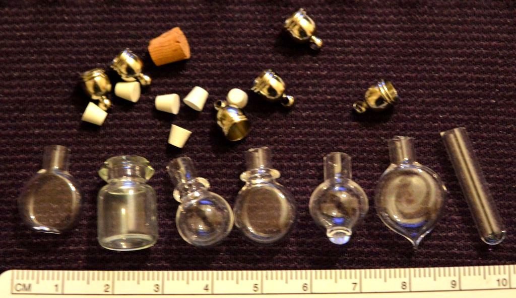 7 Pcs miniature mini vials with caps. Witch potion vials ideal for dolls house project or mini jewellery steampunk. test tube etc steampunk buy now online