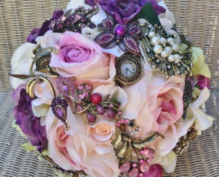 FULL PRICE (not a deposit) Lilac, Purple, Pale Pink, and Green Vintage Antique Jewelled Steampunk Bridal Brooch Bouquet: Elizabeth steampunk buy now online