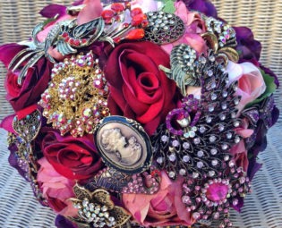 FULL PRICE (not a deposit) Red, Burgundy, Pink, and Purple Vintage Steampunk Antique Inspired Vintage Jewelled Brooch Bouquet: Katherine steampunk buy now online