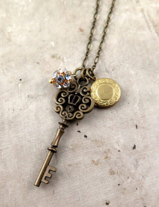 Skeleton Key Necklace Antique Skeleton Key Pendant Locket Charm Necklace Vintage Inspired Key Necklace Gift for Her steampunk buy now online