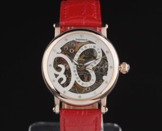 Women's Skeleton Watch Steampunk Watch Rose Gold Unique Butterfly Skeleton Dial Automatic Self Winding Gift for Her RED steampunk buy now online