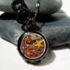 Steampunk Watch Movement in Black Vintage Folding Photo Locket Pendant Necklace. Pink Czech's crystals, Starfish deco, Infinity connector. steampunk buy now online