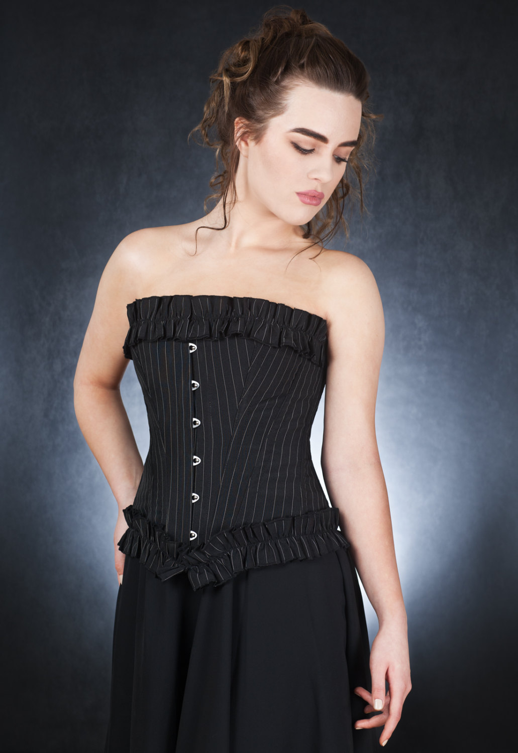 Pinstripe Steel Boned Corset steampunk buy now online