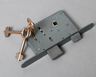Vintage metal door lock with three original keys steampunk buy now online
