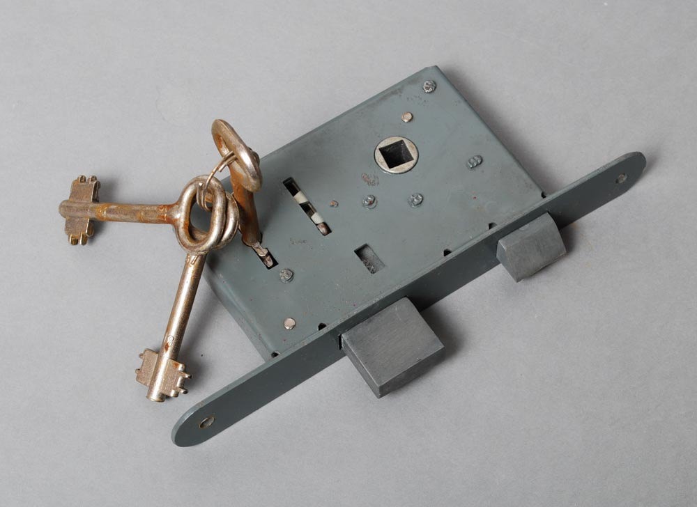Vintage metal door lock with three original keys steampunk buy now online