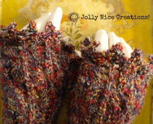 RUSSET LACE hand-knitted lacy fingerless gloves in sunset shades of rust, yellow and grey-blue - One Size - Steampunk/Boho steampunk buy now online